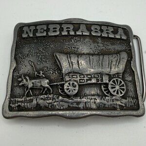 Vintage 1978 Nebraska Wagon Trail Belt Buckle